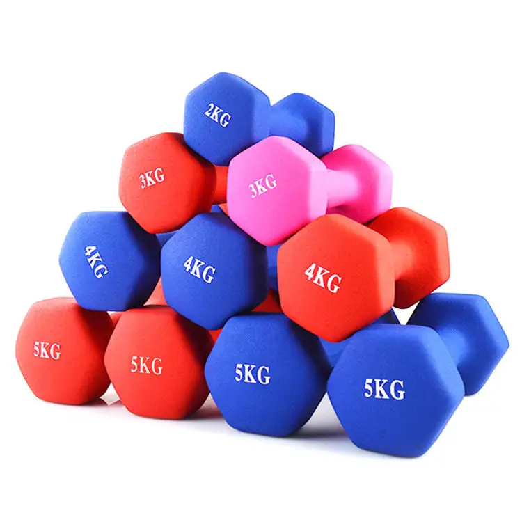 Logotipo personalizado Peso 8KG Fitness Equipment Casa Equipamentos Esportivos Ferro Haltere Colorido Vinil Dumbbells Set para Mulheres Crianças