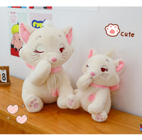 Peluche chat blanc avec nœud rose, style dessin animé Sakura Mary Marie, coussin décoratif doux de Noël, cadeau pour enfants