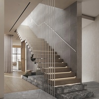 Dernier design moderne Escalier intérieur en verre et en bois en spirale et droit avec support flottant Villa Application exclusive en bois et acier