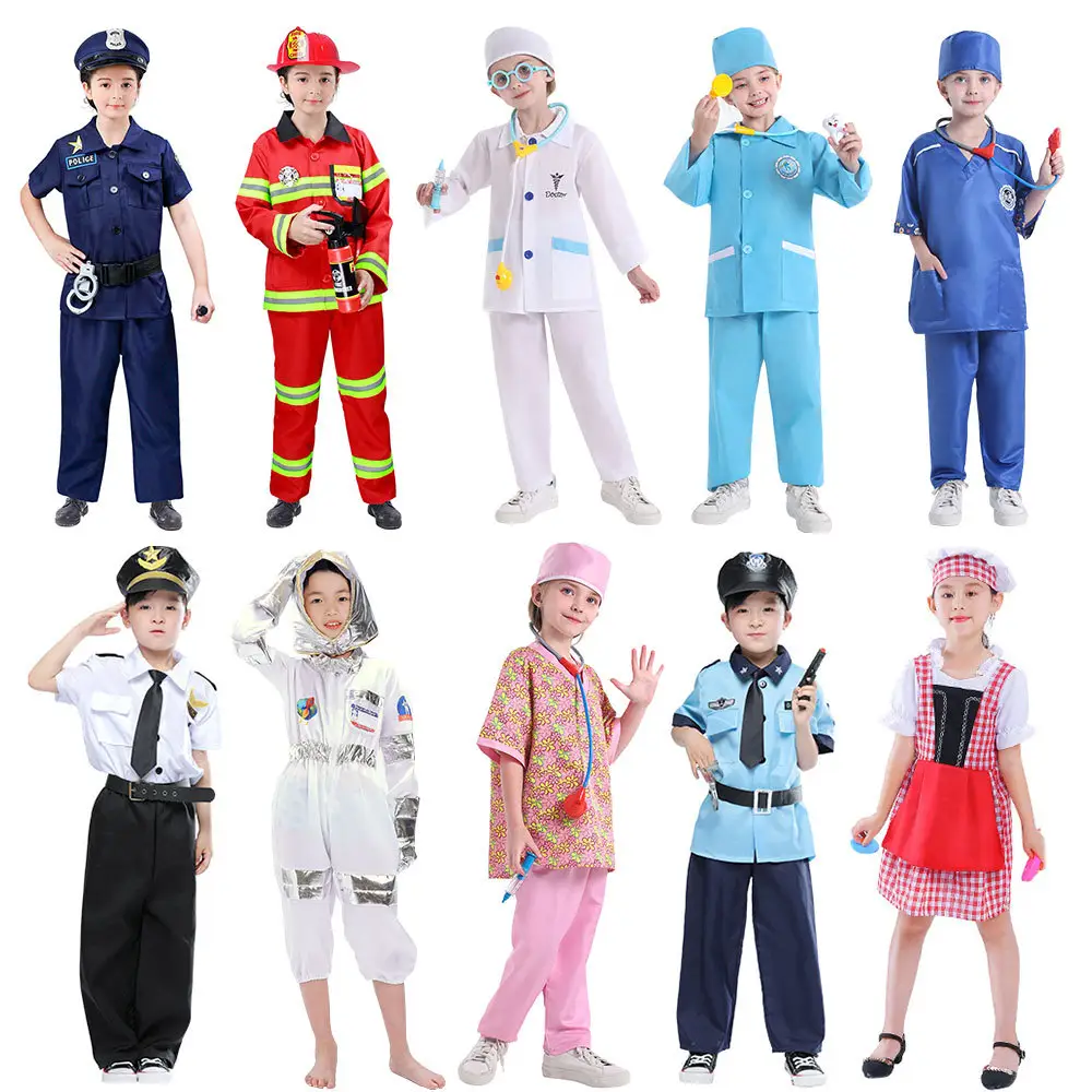 Bambini Cosplay operaio edile polizia vigile del fuoco medico chirurgo gilet vestire i costumi per i bambini