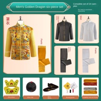 Hommes Femmes Full Shroud Funeral Chongxi Vieil Homme Mort Showsuit Yunjin Coton Sept Pièces Tang Suit Fuxiang Bleu 1 An
