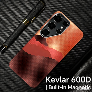 Coque de téléphone magnétique en fibre de carbone Kevlar adaptée au <span class=keywords><strong>Samsung</strong></span> S24 Ultra, coque de protection en PC lumineuse pour Galaxy S25, S26, A56 - Product Image 5