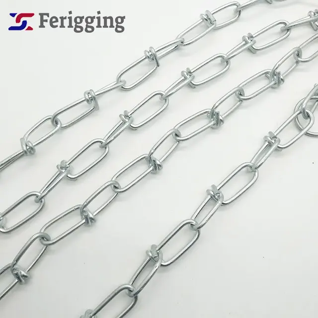 1.4mm Low Carbon Steel Zinc Double Loop Chain Din5686 Double Loop Weldless Chain