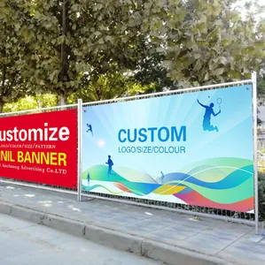 Ukuran kustom iklan tanda bisnis luar ruangan format besar flex vinil pagar spanduk gantung