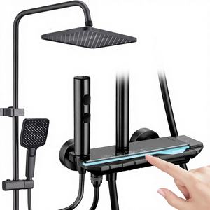 ชุดฝักบัวติดผนัง HOMELODY แบบสี่เหลี่ยมพร้อมราวเลื่อน ชุดอุปกรณ์ครบชุด ที่เก็บของแบบกระจก <span class=keywords><strong>ฝักบัว</strong></span>แบบเรนชาวเวอร์ <span class=keywords><strong>ก๊อก</strong></span>น้ำ 30 ซม. ปุ่มแบบเปียโน <span class=keywords><strong>ฝักบัว</strong></span> 4 ลำแสง - Product Image 1