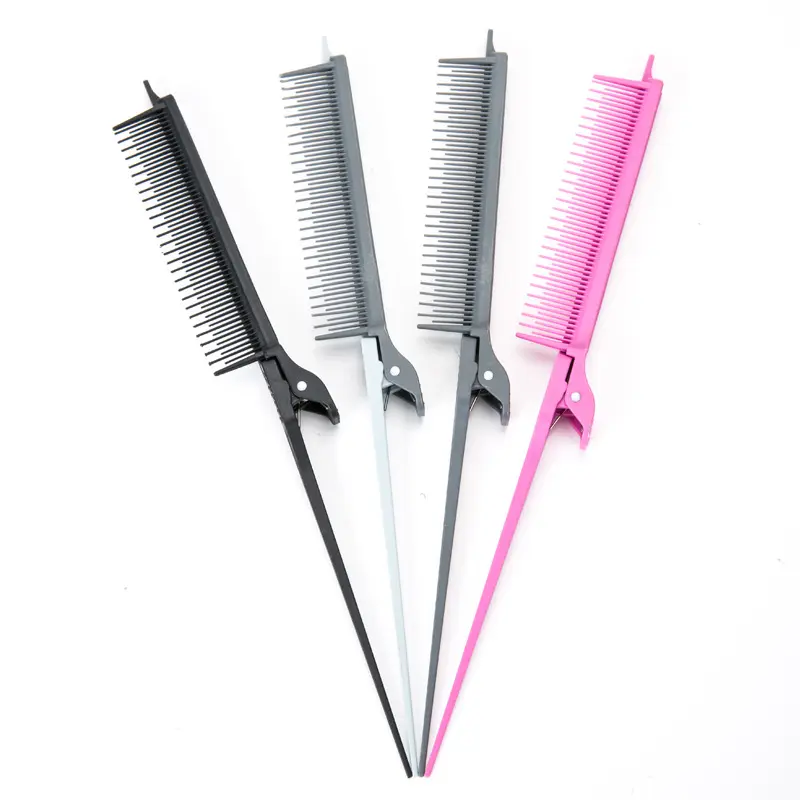 Professional Salon Hairdresser Multifunctional Highlight Clip Comb Parting Hair Straightener Splint Straight Black Hair Comb