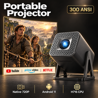 Mini projecteur portable 200 pouces, Smart WiFi, Android TV, 720P natif, correction automatique de la distorsion trapézoïdale, home cinéma extérieur, Proyector