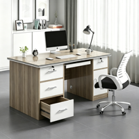 Escritorio de Oficina Moderno de Madera con Cajones de Almacenamiento, Estación de Trabajo para Computadora, Muebles para Oficina en Casa