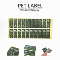 Étiquettes personnalisées en PET en gros avec face noire et motif graphique pour cartes de visite, étiquetage de scellés et ensembles d'emballage, utilisation en vrac