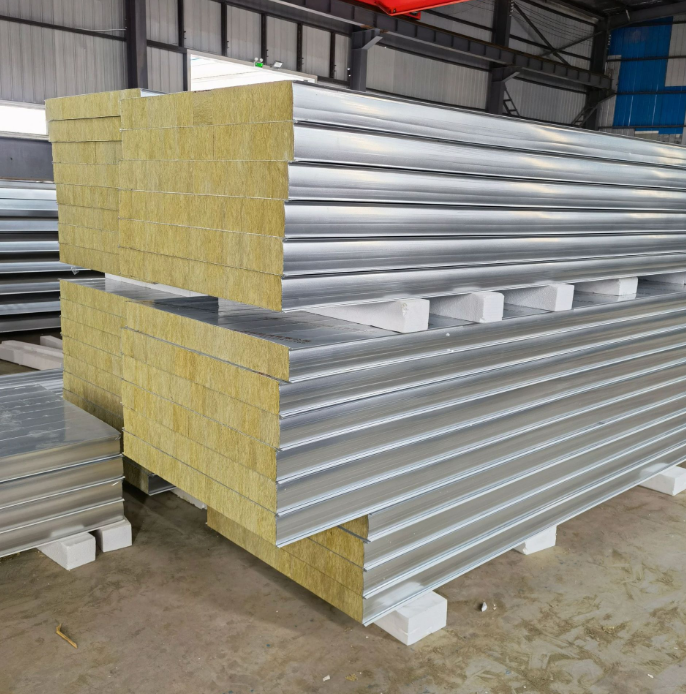 Walls Roofs Rock Wool Sandwich Panel 50-70kg/M3 Rockwool Sound Insulation Panels