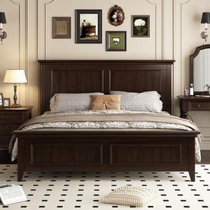 Cama de Plataforma de Madera Maciza Estilo Americano, Tamaño King, con Almacenamiento, para Recámara Principal, Diseño Clásico Europeo - Product Image 3