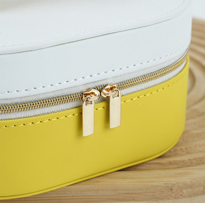 Étui de rangement pour bijoux bicolore avec poignée et double fermeture éclair, grande capacité, vente en gros d'étuis à bijoux - Product Image 4