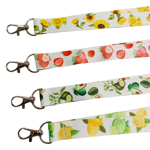 Custom Summer Fresh Fruit Floral Full Sublimation <b>Polyester</b> <b>Lanyard</b> with Metal Clasp for Phone Work ID Card - Product Image 2