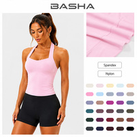 Ensemble de yoga sans couture pour femme BASHAsports avec logo personnalisé, débardeur dos nu et short de sport respirant pour la gym et le fitness