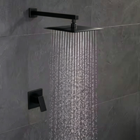 Système de douche en laiton poli à poignée unique, robinet de baignoire, pommeau de douche carré, jet de pluie haute pression, cartouche céramique, garantie 5 ans
