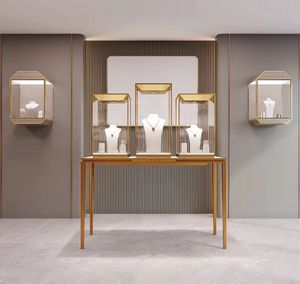 Vitrine à bijoux OEM d'usine Carpenter Family WS-134, armoire en verre trempé, vitrine moderne en verre avec éclairage LED - Product Image 2