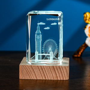 Cube en verre <span class=keywords><strong>cristal</strong></span> gravé au laser 3D Small Bridge, tendance mode, souvenirs de lieux emblématiques (Mosquée, Royaume-Uni, <span class=keywords><strong>Paris</strong></span>, États-Unis), cadeaux WDY-0477 - Product Image 4
