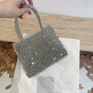 Wholesales Vintage Metal Sequins Sparkly Beaded Handbag Women Mini Evening <b>Purse</b> Luxury <b>Small</b> Tote Beaded Evening Bag - Product Image 1