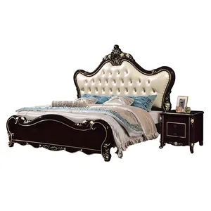 Royal Elegante Ontwerp Slaapkamer Furnituree Moderne Queen Size Lederen Bed Dubbele Luxe Europese Bedden