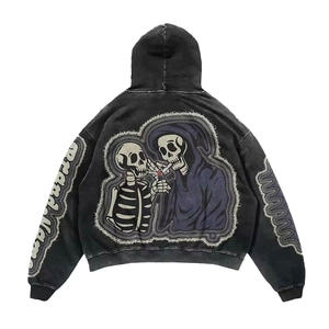 Sudadera con capucha de algodón pesado personalizada 400 Gsm, Jersey lavado Vintage sin cuerdas con bordado Boxy Fit, Sudadera con capucha de invierno para hombre - Product Image 4