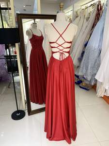 ชุดเดรสเอไลน์ผ้าซาตินปักลายดอกไม้สำหรับงานเลี้ยงตอนเย็นชุดเดรสทรงเอพร้อมเชือกผูกด้านหลังสำหรับผู้หญิงหรูหรายาวถึงพื้น - Product Image 3