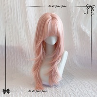 Perruque Lolita rose haut de gamme transfrontalière, coiffure complète pour femme, style petite fille naturelle, double queue de cheval, modification de la forme du visage, fabriquée à la machine