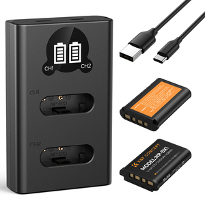 K&F Concept Convient aux appareils photo <span class=keywords><strong>Sony</strong></span> ZV-1 ZV-1F DSC-RX100, lot de 2 batteries rechargeables haute puissance 1240mAh NP-BX1 et chargeur - Product Image 1