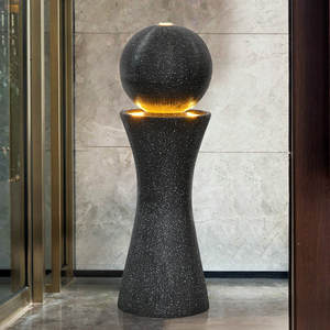 Fontaine d'eau géométrique rectangulaire simple et généreuse en fibre de verre, décoration de luxe pour la maison, le porche, le bureau, utilisation intérieure et extérieure - Product Image 1