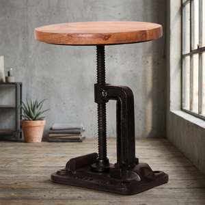 Industrial <b>Vintage</b> Rusty Black Cast Iron Metal Adjustable Height <b>Stool</b> Ottoman Home Furnishing Apartment Farmhouse Living Room - Product Image 3