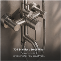 Système de douche mural carré durable au design moderne, en acier inoxydable brossé, pour salle de bain