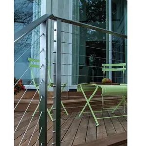 Wire cable railing or indoor modern stainless steel wire railing balcony / used wrought iron cable railings