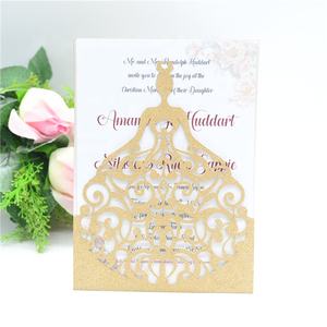 Invitations élégantes pour Quinceañera, <span class=keywords><strong>mariage</strong></span>, fête prénuptiale, découpées au laser, rose poudré - Product Image 2