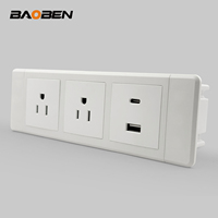 BAOBEN Desktop-Einbausteckdose - Britischer und Amerikanischer Standard Mehrfachstecker Eingebaute Möbel-USB-Steckdosenleiste