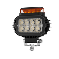 Lampe de travail LED 2-en-1 avec feu d'avertissement ambre, faisceau blanc large, DC9-36V, pour camion, chariot élévateur, excavatrice