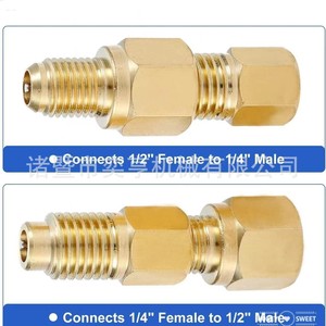 Brass Valve <b>Adapter</b> 1/2 Inner 1/4 Outer For Refrigeration System - Product Image 4