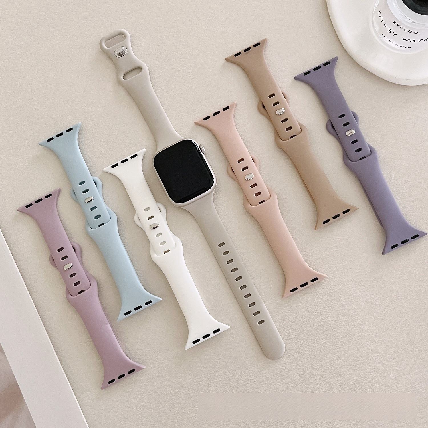 28 цветов тонкий силиконовый ремешок для Apple Watch серии 3, 4, 5, 6, 7, 8, 9, 10, индивидуальные браслеты для смарт-часов
