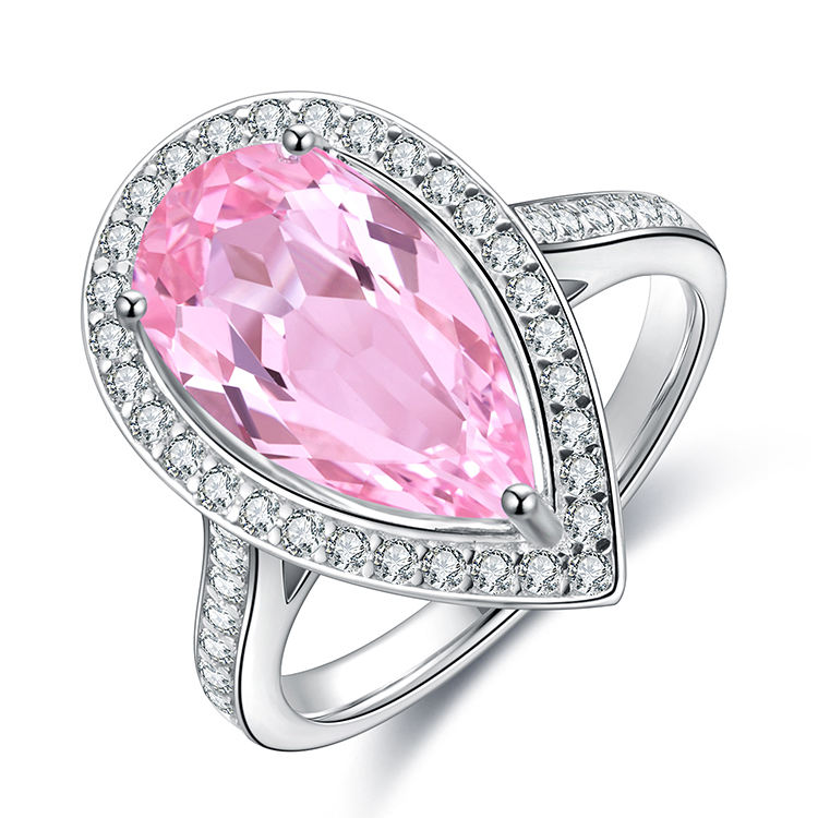 Lab Grown Pink Morganite 925 Sterling Wedding Ring