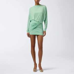 Tessuto personalizzato di metà peso tessuto tinta unita in tinta unita parzialmente Sexy in vita naturale increspato Mini Casual lavabile senza schienale - Product Image 5