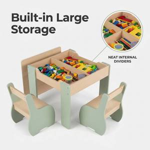 Ensemble table et chaise d'étude pour enfants en bois massif moderne et luxueux avec des dispositifs de sécurité pour l'école, la maison et le salon - Product Image 3