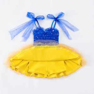 Robe de princesse pour filles en tissu yoga, tenue de fête en tulle, maille scintillante, vêtement d'anniversaire, logo personnalisé, couleur et taille sur mesure - Product Image 3