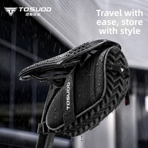 TOSUOD กระเป๋าอานจักรยานสำหรับจักรยานเสือหมอบ MTB จักรยานสำหรับเดินทางใต้ที่นั่งกระเป๋าใส่อุปกรณ์แถบสะท้อนแสงห่วงไฟท้าย 0.5L สีดำ - Product Image 2