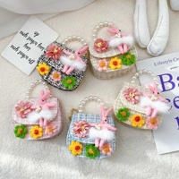 Sac à bandoulière tendance et mignon à motif floral pour bébés filles, avec motif de lapin de dessin animé, en coton et lin, fabriqué en Chine