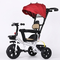 Tricycle 4 en 1 pour enfants avec poussette, capote réglable et barre de sécurité