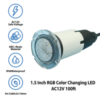 Projecteur LED RGB Mini pour Piscine et Spa, Étanche IP68, 12V, 1,5 pouces, Sans Niche, avec Commande par Interrupteur