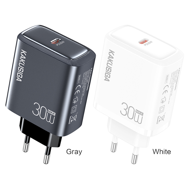 KAKU New Product for PD30W High Quality Wall Charger One Port Type-C with 30W Output Power PC Material Mobile Phone Accessory