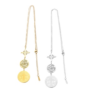Collier Yiwu Aceon en acier inoxydable avec breloques découpées : Nœud Celtique, Croix, Trois Nœuds, Nœud de <span class=keywords><strong>Sorcière</strong></span>, Cube de Metatron, Saint Benoît - Product Image 1