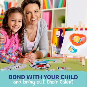 儿童艺术套装27支丙烯酸漆套装，带5支油漆刷8x10绘画帆布桌面画架艺术工作服 - Product Image 6