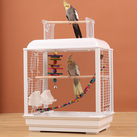 Cage à oiseaux à vue dégagée avec plateau coulissant et dessus ouvert, cage à perroquet pour la maison ou les voyages, cage en plexiglas, noir ou blanc.