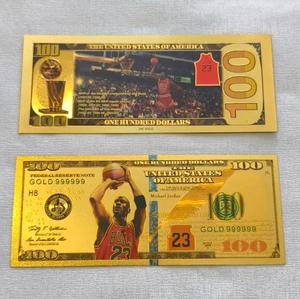 Billets de banque commémoratifs en feuille d'or de superstar de la <span class=keywords><strong>NBA</strong></span> <span class=keywords><strong>Jordan</strong></span> pour les fans - Product Image 3
