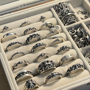 Hochwertiger Mode-Kupferring im Europäischen und Amerikanischen Stil, Ewiges Herz, Klassisch-Retro, Breit und Schmal, Unisex, Ins-Kreuz, Paarring - Product Image 1